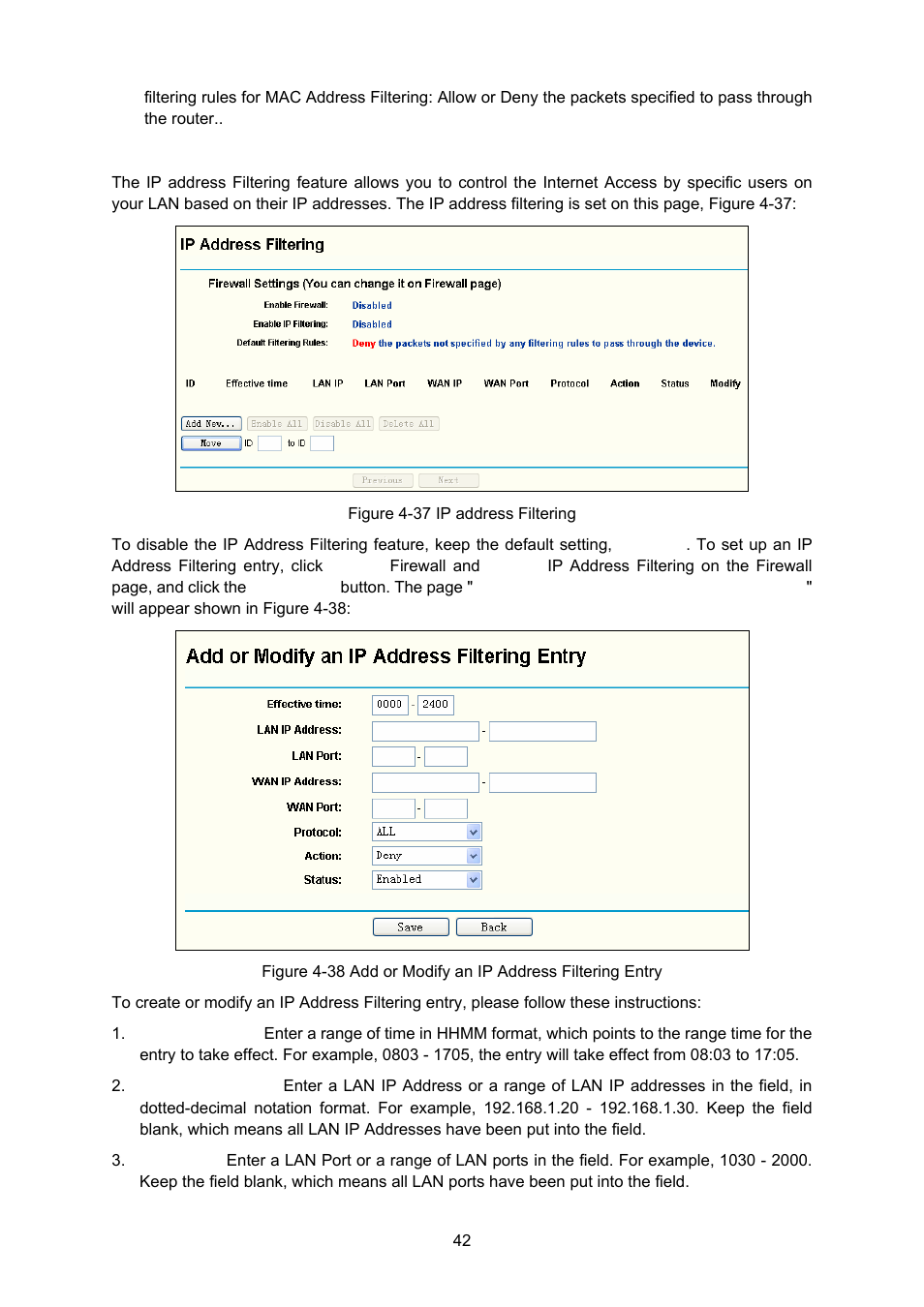 2 ip address filtering, 2 ip, Address filtering | TP-Link TL-WA5110G User Manual | Page 50 / 104