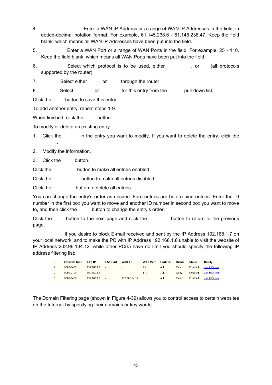 3 domain filtering, 3 domain, Filtering | TP-Link TL-WA5110G User Manual | Page 51 / 104