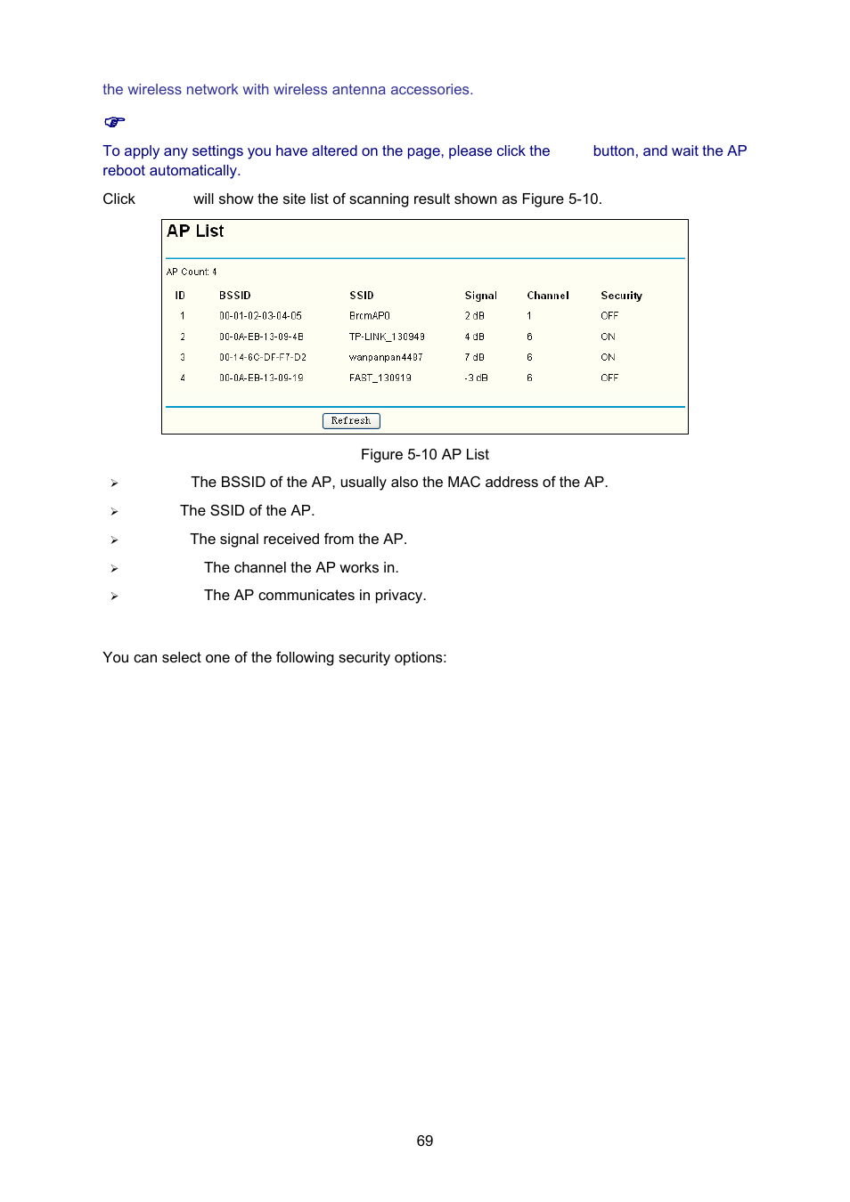 3 security settings, Security settings | TP-Link TL-WA5110G User Manual | Page 77 / 104
