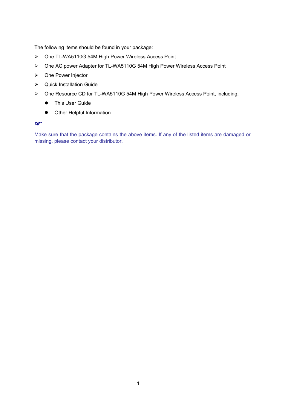 Package contents | TP-Link TL-WA5110G User Manual | Page 9 / 104