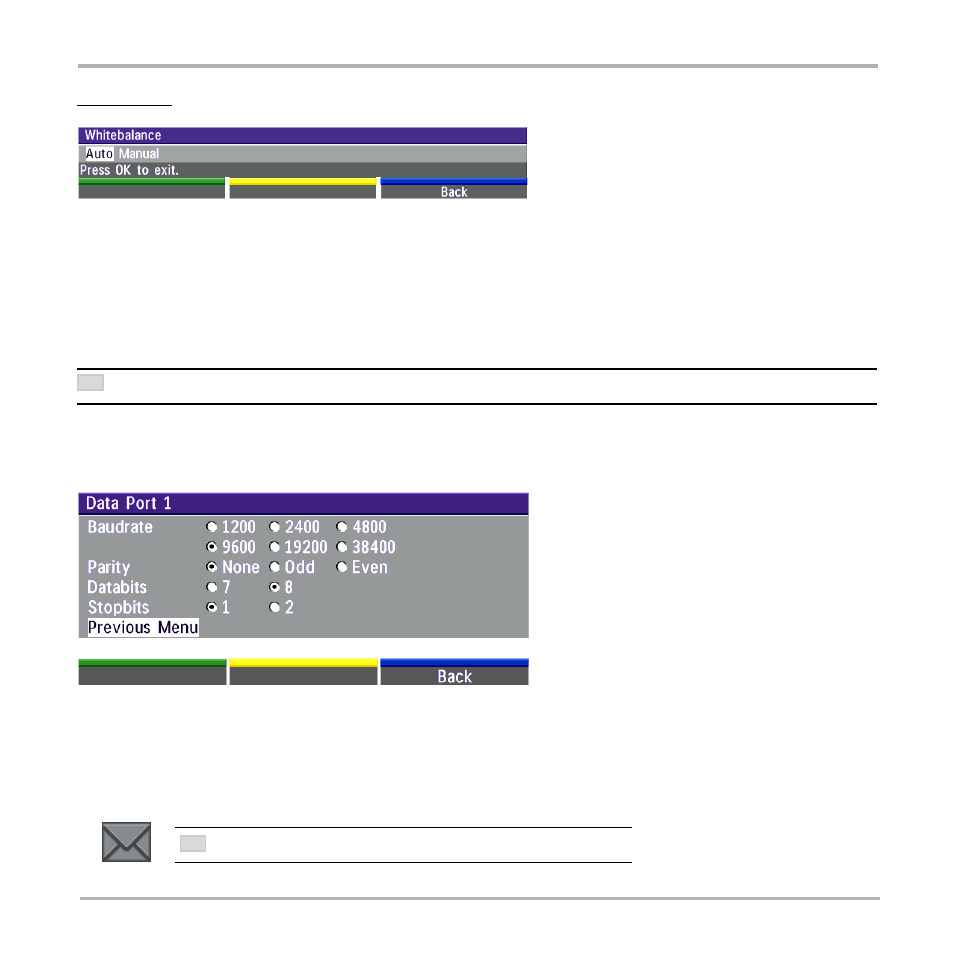 Whitebalance, Data port settings, Messages | TANDBERG 550 User Manual | Page 30 / 36