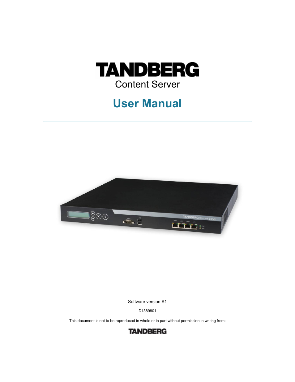 TANDBERG D1389801 User Manual | 113 pages