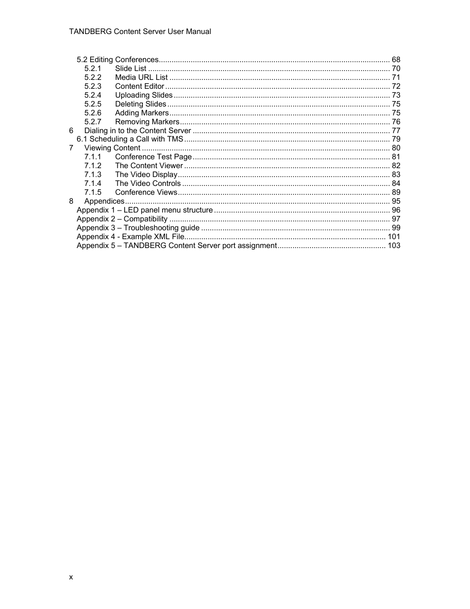 TANDBERG D1389801 User Manual | Page 10 / 113