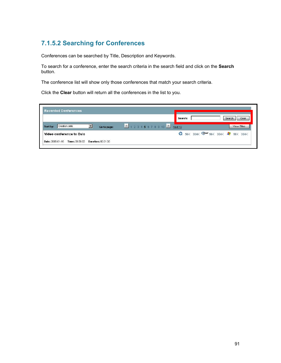 2 searching for conferences | TANDBERG D1389801 User Manual | Page 101 / 113