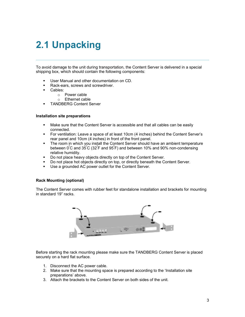 1 unpacking | TANDBERG D1389801 User Manual | Page 13 / 113
