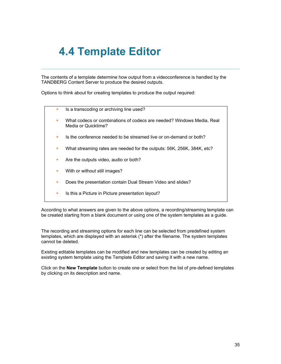 4 template editor | TANDBERG D1389801 User Manual | Page 45 / 113