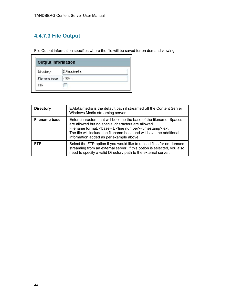 3 file output | TANDBERG D1389801 User Manual | Page 54 / 113