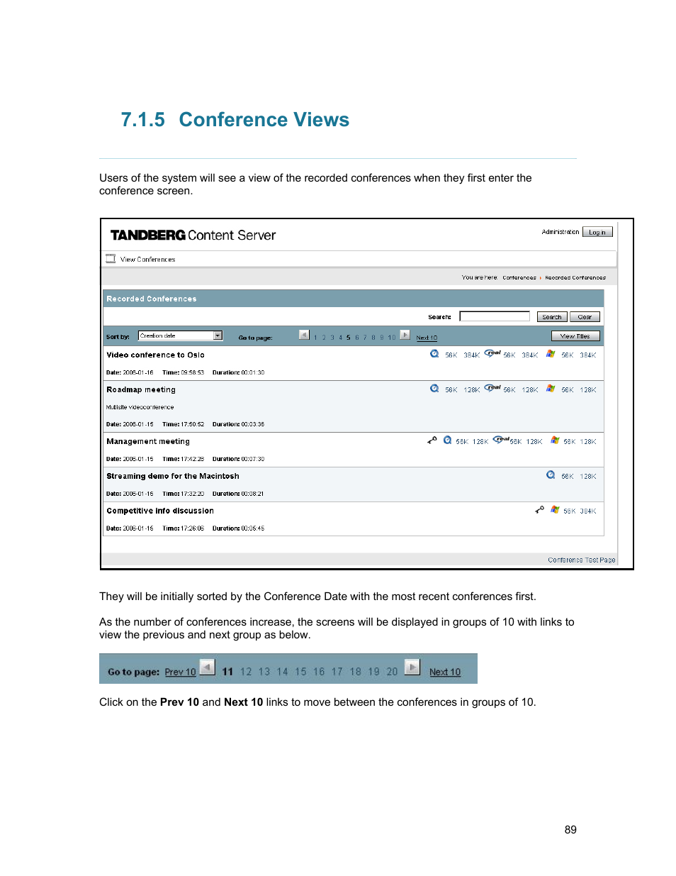 5 conference views, Conference views | TANDBERG D1389801 User Manual | Page 99 / 113