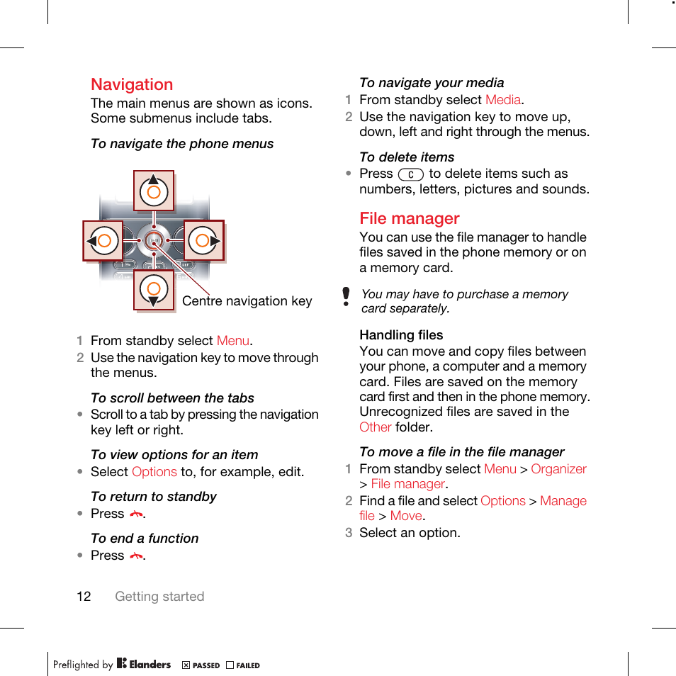 Navigation, File manager | TANDBERG K630I User Manual | Page 14 / 56