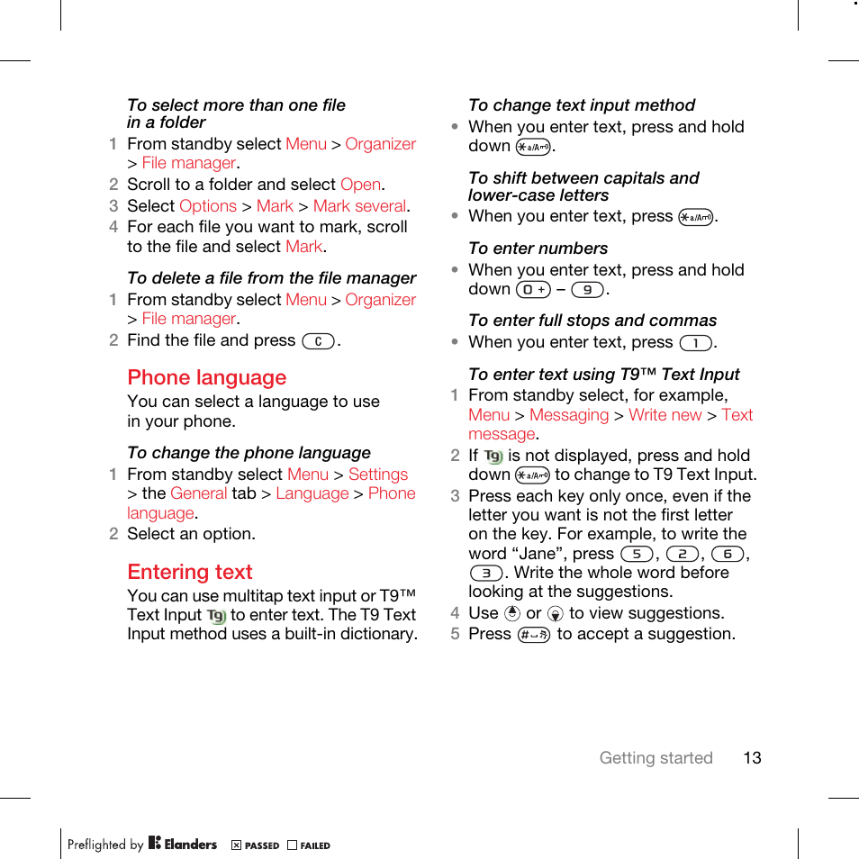 Phone language, Entering text | TANDBERG K630I User Manual | Page 15 / 56