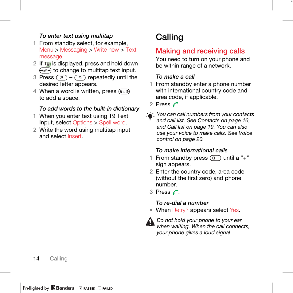 Calling, Making and receiving calls | TANDBERG K630I User Manual | Page 16 / 56