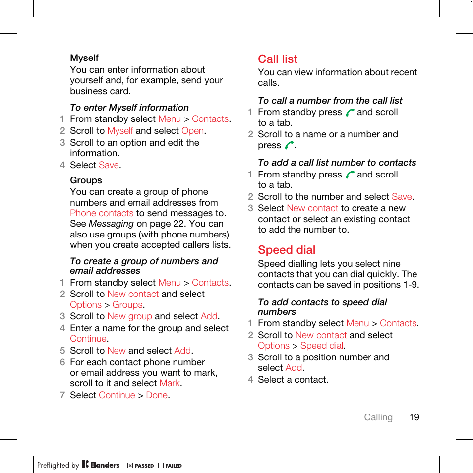 Call list, Speed dial | TANDBERG K630I User Manual | Page 21 / 56