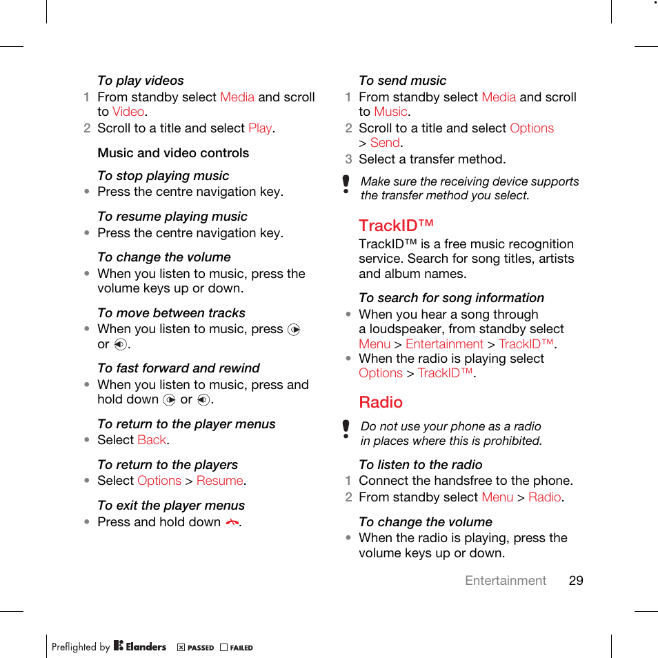 Trackid, Radio | TANDBERG K630I User Manual | Page 31 / 56