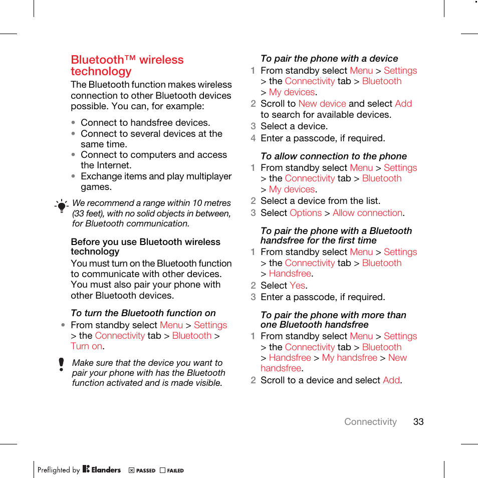 Bluetooth™ wireless technology | TANDBERG K630I User Manual | Page 35 / 56