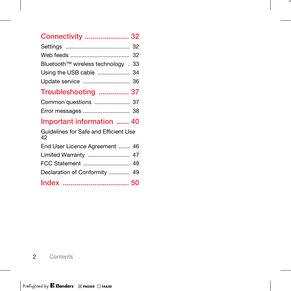 Connectivity, Troubleshooting, Important information | Index | TANDBERG K630I User Manual | Page 4 / 56