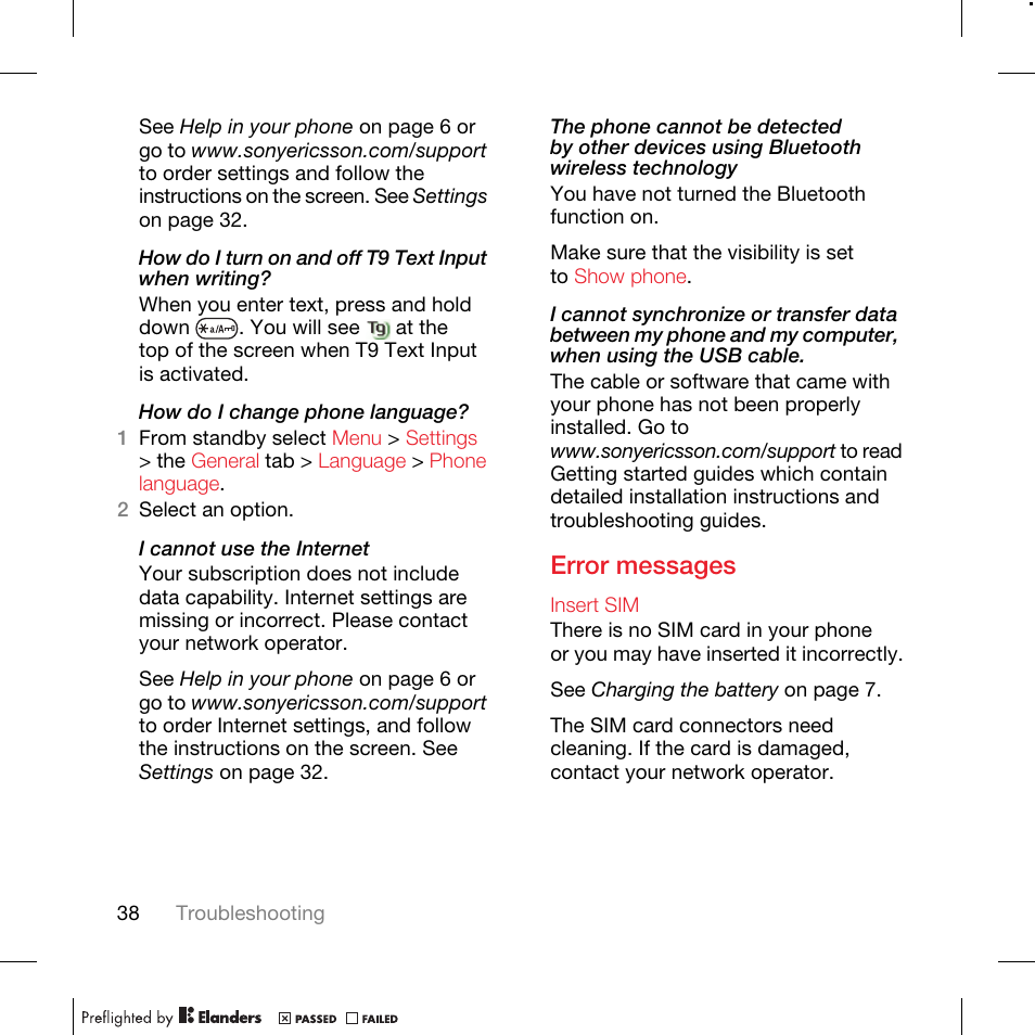 Error messages | TANDBERG K630I User Manual | Page 40 / 56