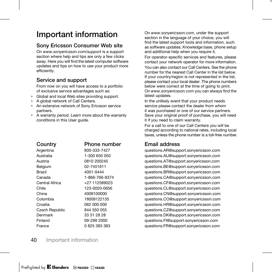 Important information | TANDBERG K630I User Manual | Page 42 / 56