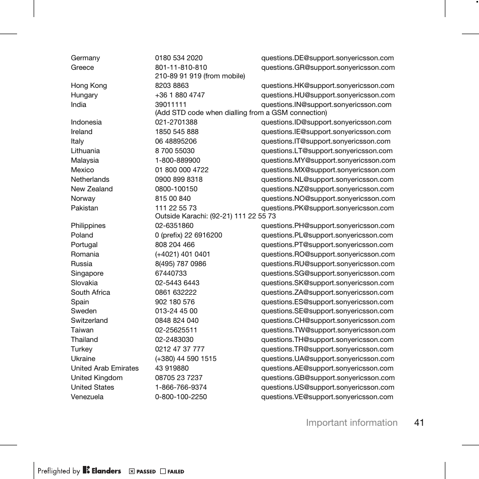 41 important information | TANDBERG K630I User Manual | Page 43 / 56