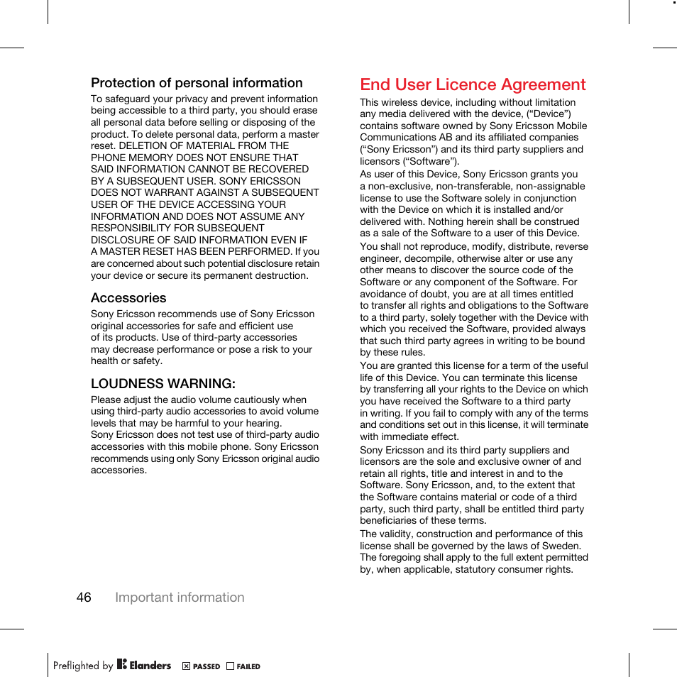 End user licence agreement | TANDBERG K630I User Manual | Page 48 / 56