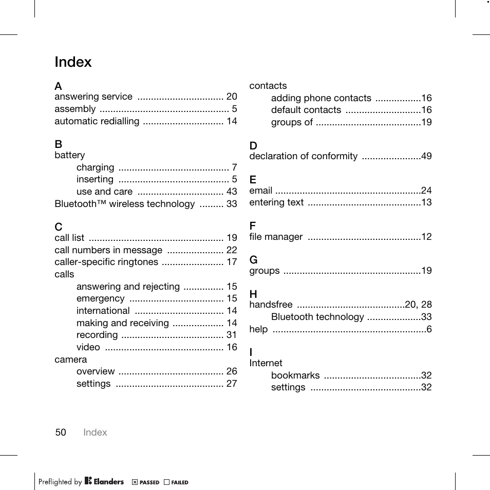 Index | TANDBERG K630I User Manual | Page 52 / 56