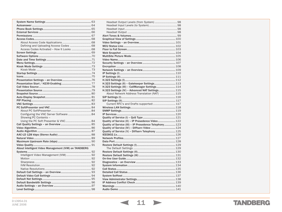 TANDBERG 1700 MXP User Manual | Page 11 / 142