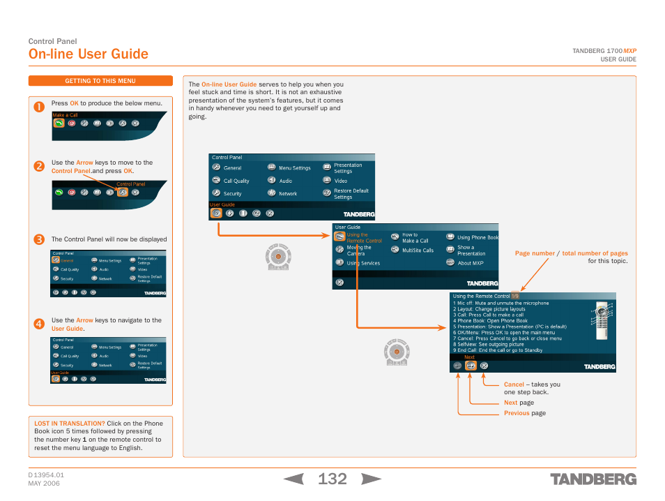 On-line user guide | TANDBERG 1700 MXP User Manual | Page 132 / 142