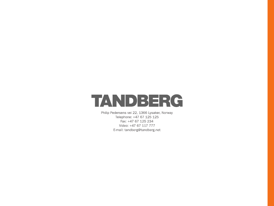 TANDBERG 1700 MXP User Manual | Page 142 / 142
