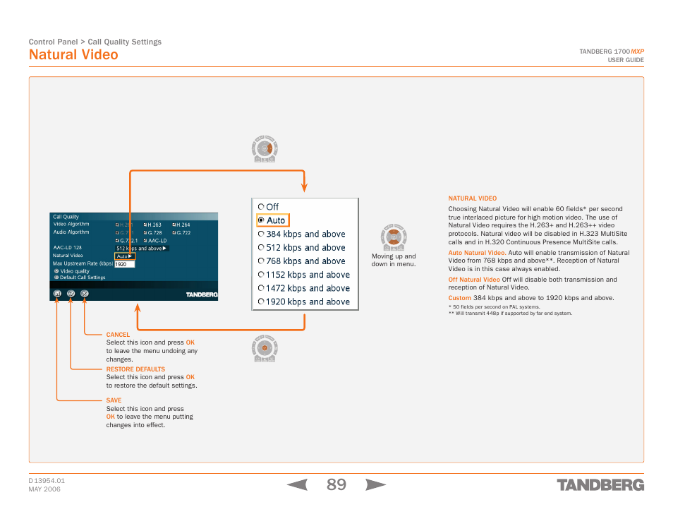 Natural video | TANDBERG 1700 MXP User Manual | Page 89 / 142