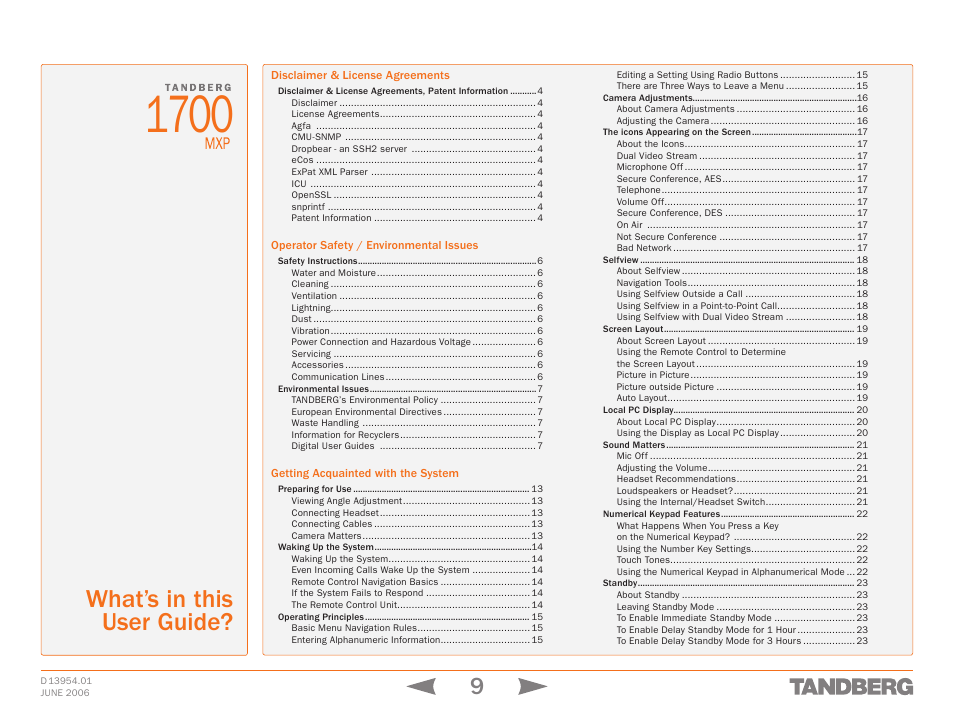 What’s in this user guide | TANDBERG 1700 MXP User Manual | Page 9 / 142