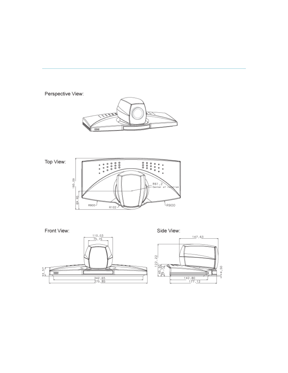 Appendix 17: dimensions, Dimensions | TANDBERG 880 MXP User Manual | Page 296 / 317