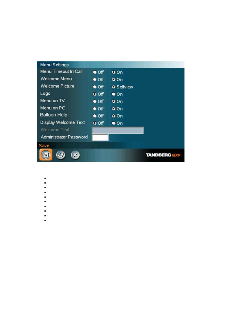 Menu settings, 2 menu settings | TANDBERG 7000 MXP User Manual | Page 123 / 268