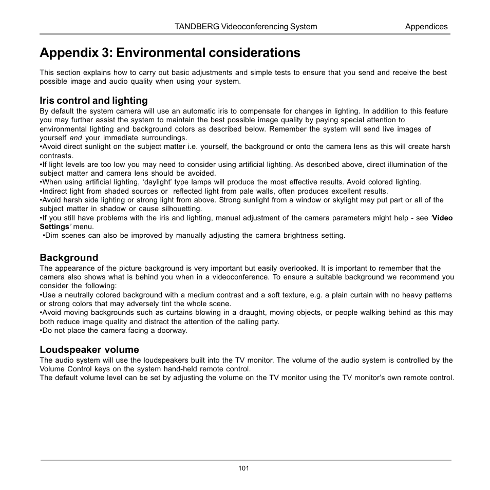 Appendix 3: environmental considerations | TANDBERG 990 User Manual | Page 101 / 111