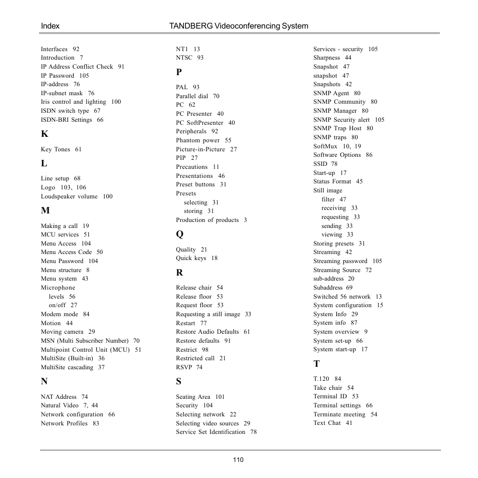 TANDBERG 990 User Manual | Page 110 / 111