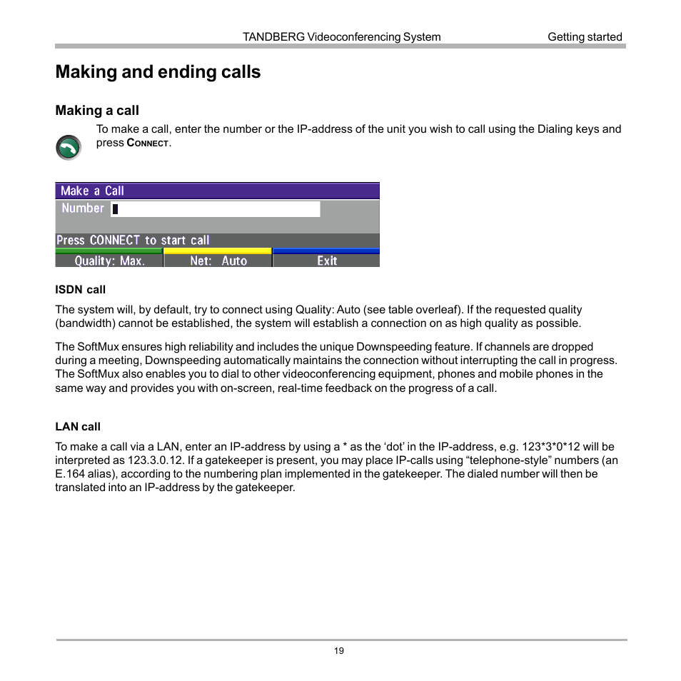 Making and ending calls | TANDBERG 990 User Manual | Page 19 / 111