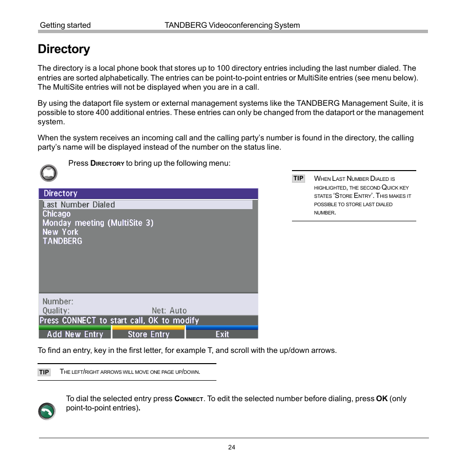 Directory | TANDBERG 990 User Manual | Page 24 / 111