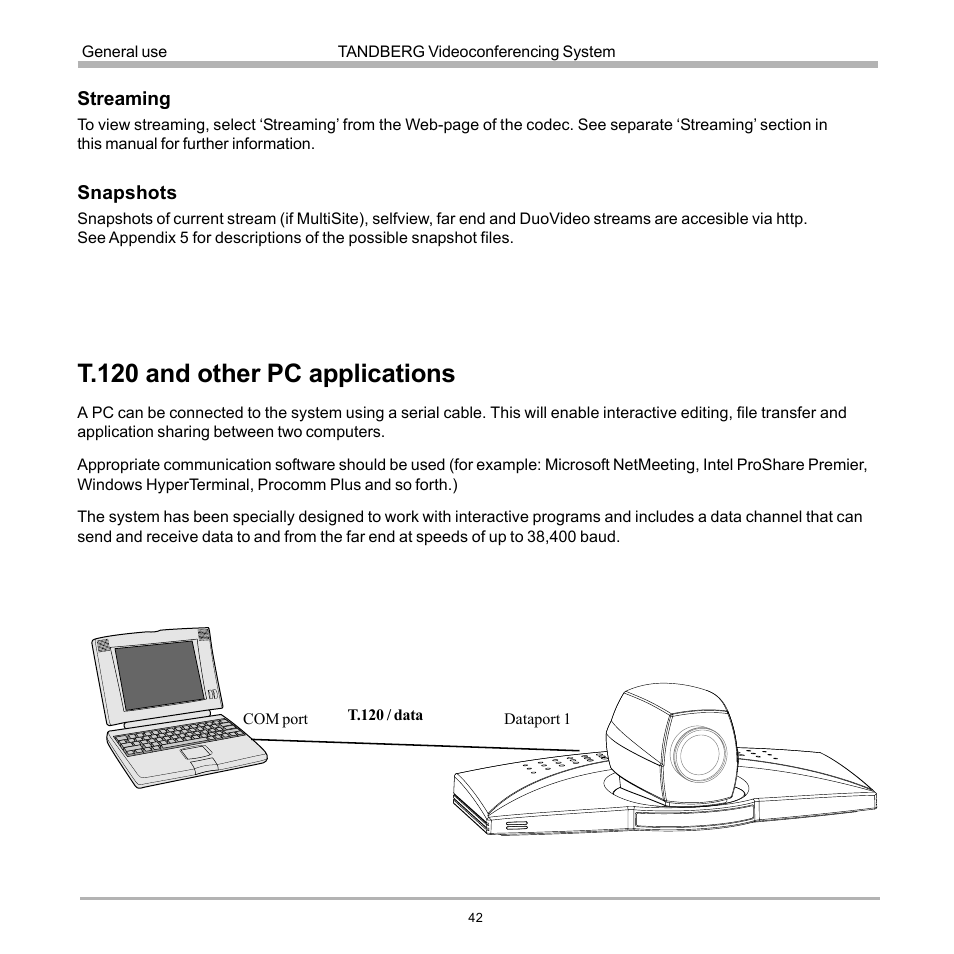 T.120 and other pc applications | TANDBERG 990 User Manual | Page 42 / 111