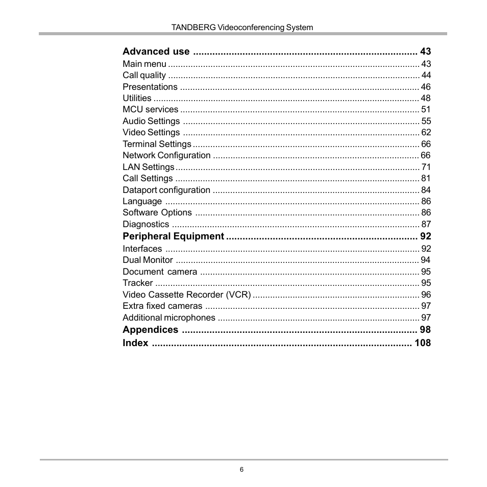 TANDBERG 990 User Manual | Page 6 / 111