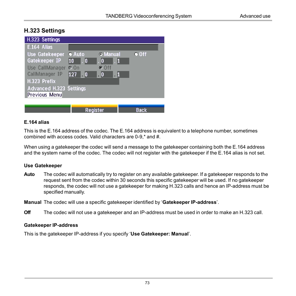 TANDBERG 990 User Manual | Page 73 / 111