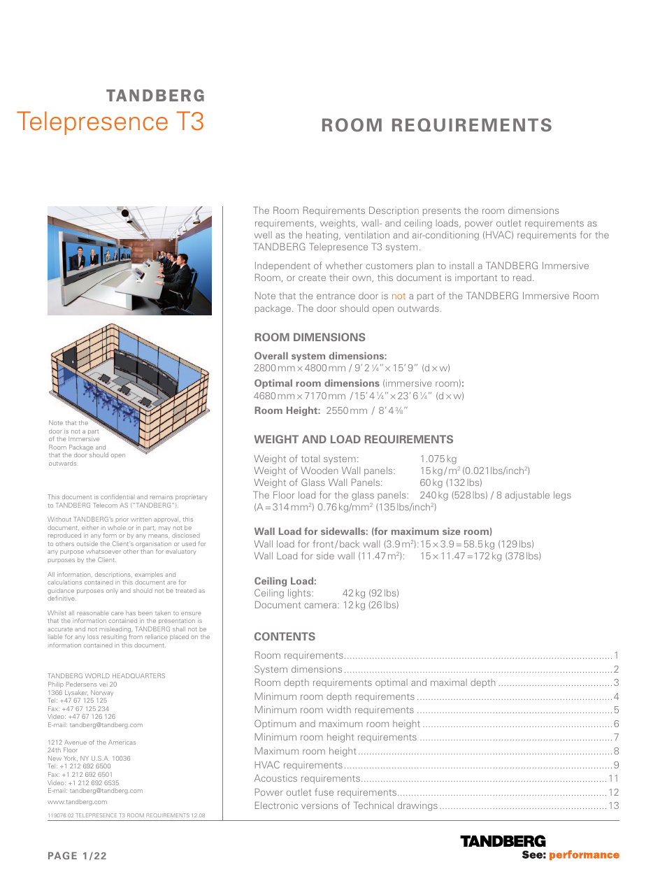 TANDBERG Telepresence T3 119076.02 User Manual | 22 pages