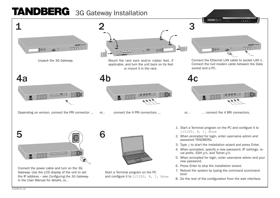 TANDBERG 3G GATEWAY 4B User Manual | 1 page