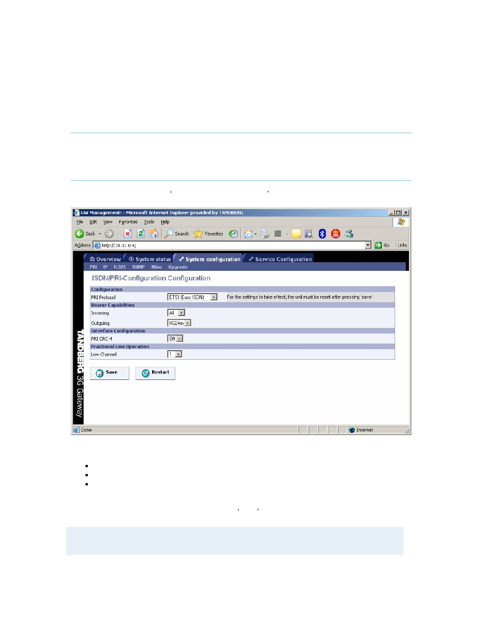 System configuration, Pri configuration, 1 system configuration | 1 pri configuration | TANDBERG D13841.01 User Manual | Page 33 / 54