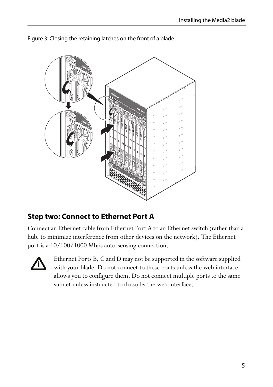 Step two: connect to ethernet port a | TANDBERG Media2 Blade MSE 8510 User Manual | Page 9 / 18