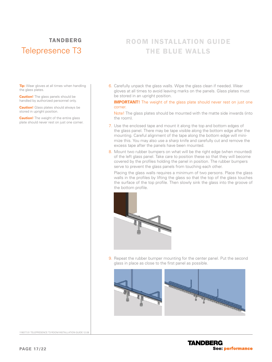 Telepresence t3, Room installation guide the blue walls, Tandberg | TANDBERG Telepresence T3 User Manual | Page 17 / 22