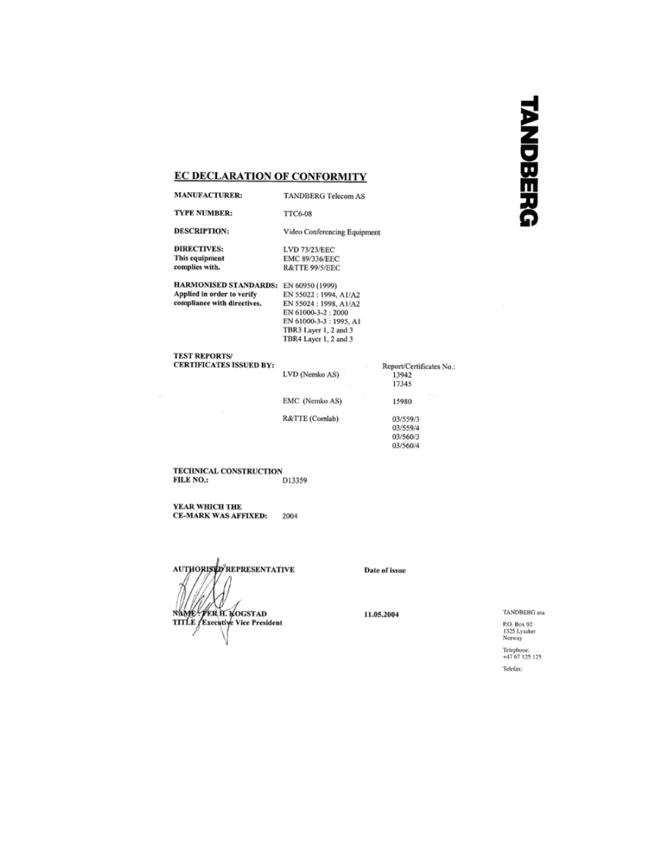 TANDBERG 6000 MXP User Manual | Page 273 / 287
