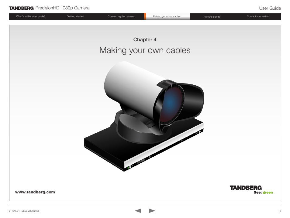 Making your own cables, Chapter 4 | TANDBERG PrecisionHD 1080p User Manual | Page 10 / 20