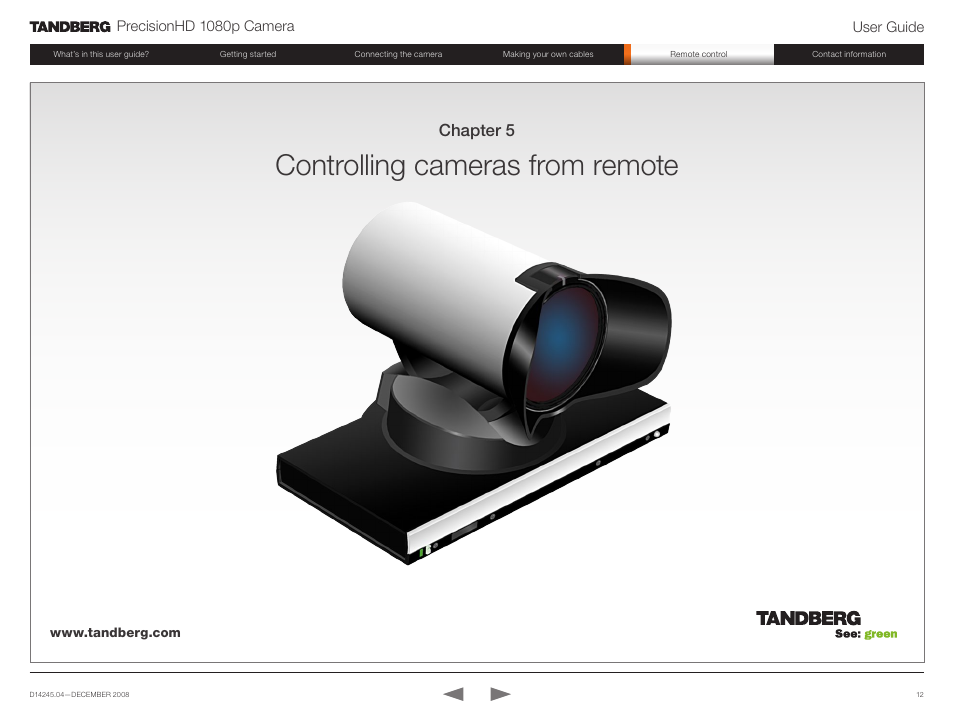 Controlling cameras from remote, Chapter 5 | TANDBERG PrecisionHD 1080p User Manual | Page 12 / 20
