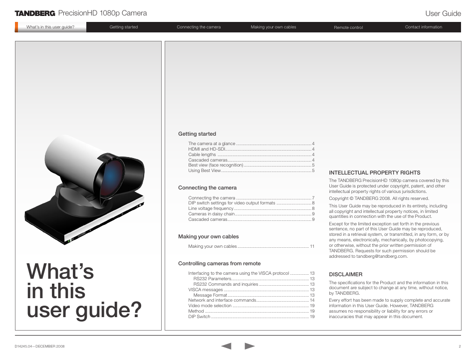 What’s in this user guide | TANDBERG PrecisionHD 1080p User Manual | Page 2 / 20