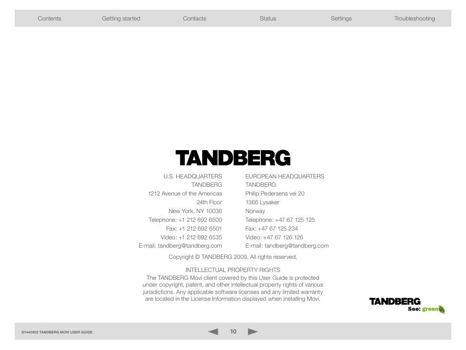 TANDBERG Movi 3.0 D1440902 User Manual | Page 10 / 10