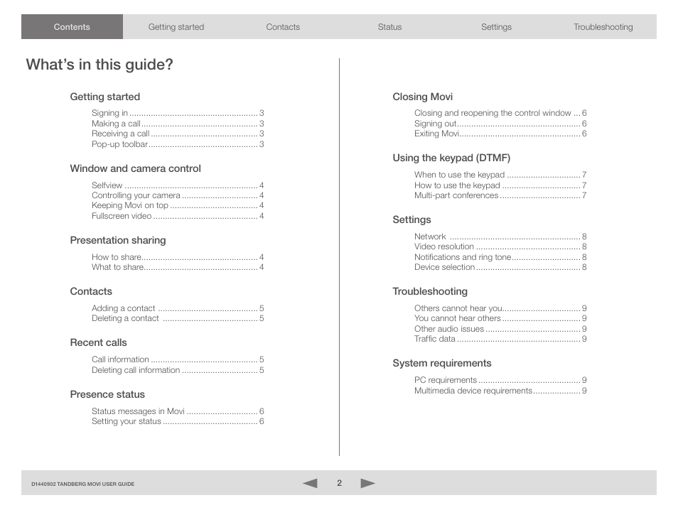 What’s in this guide | TANDBERG Movi 3.0 D1440902 User Manual | Page 2 / 10