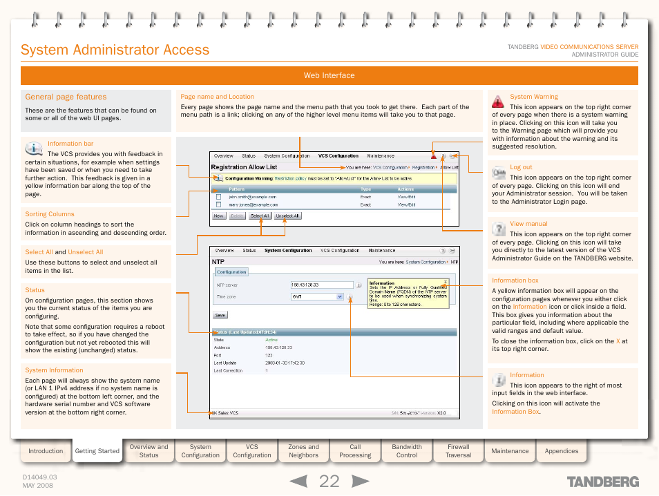 System administrator access | TANDBERG Security Camera User Manual | Page 22 / 247